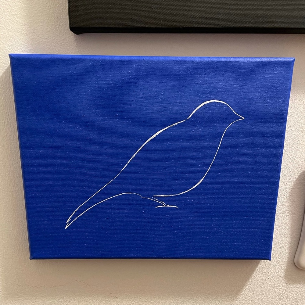 Wall art white acrylic bluebird paint blue canvas